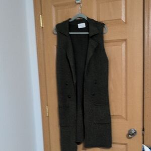 Active USA Olive Green Knit Vest.  Midi Length